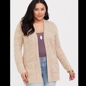 TORRID TAN TEXTURED‎ SLUB CARDIGAN SWEATER